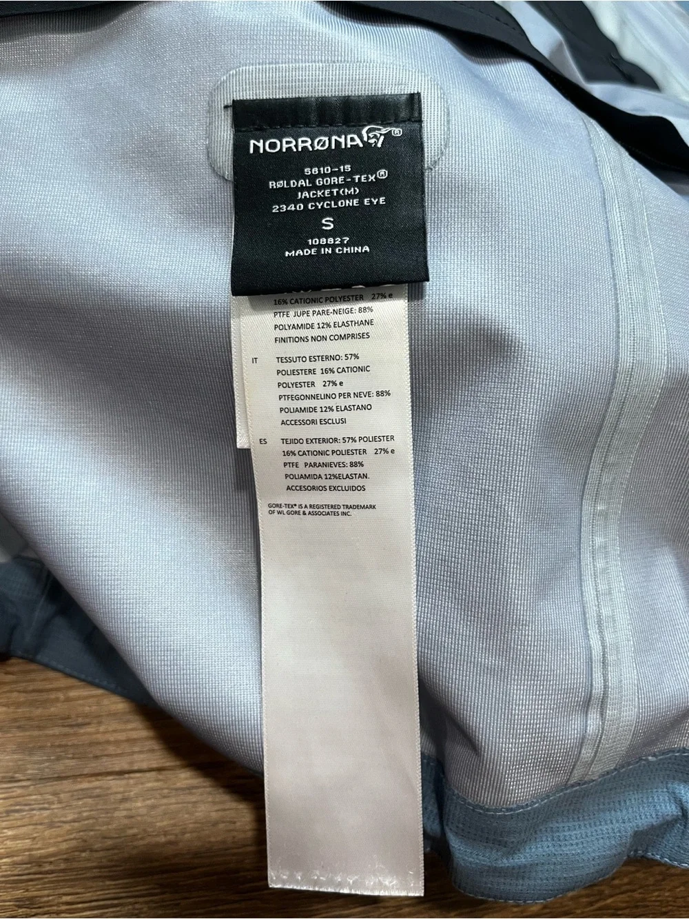 Norrona Slate Blue Hooded Gortex Jacket Size Small